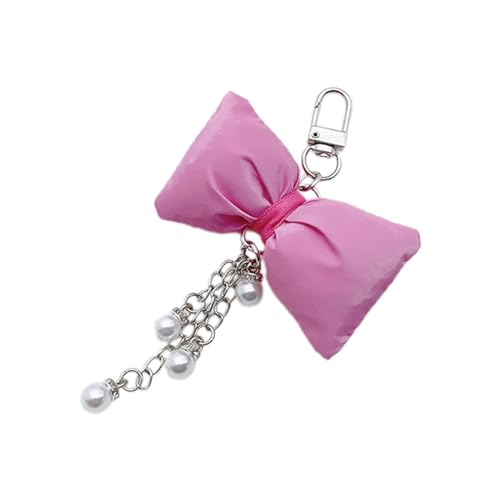 AOOOWER Bowknot Perlenkette, Schlüsselanhänger, schöne hängende Dekorationen, Schlüsselanhänger für Geldbörse, Tasche, Rucksack, 13 cm, Füllung Baumwolle + Legierung + Imitationsperle, Kein Edelstein von AOOOWER