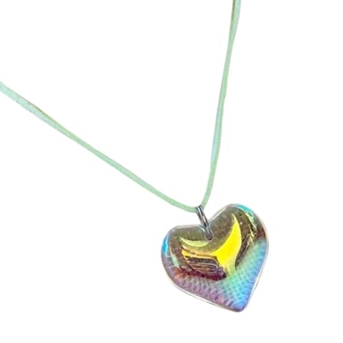 AOOOWER Bunte Herz-Charm-Anhänger, stabile Glas-Halskette, Schmuck-Accessoire mit Klangkette für Damen, 33mm, Liuli, Kein Edelstein AOOOWER Bunte Herz-Charm-Anhänger, stabile Glas-Halskette, Schmuck-Accessoire mit Klangkette für Damen, 33mm, Liuli, Kein Edelstein von AOOOWER