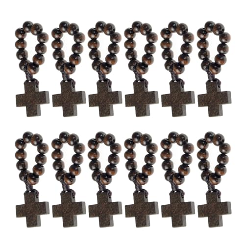 AOOOWER Bunte Perlen-Fingerkette, verstellbarer Rosenkranz, Perlen, Fingerringe, Armband mit bunten Kreuzen, SizeApprox.0.5x0.8cm/0.2x0.31inches, Holzperlen, Kein Edelstein von AOOOWER