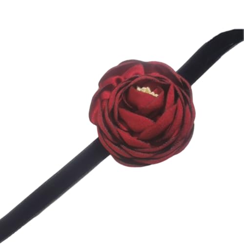 AOOOWER Choker-Halskette aus schwarzem Samt, übertriebene Rosenblüte, Halsschmuck für Frauen, Hochzeit, verstellbares Halsband von AOOOWER