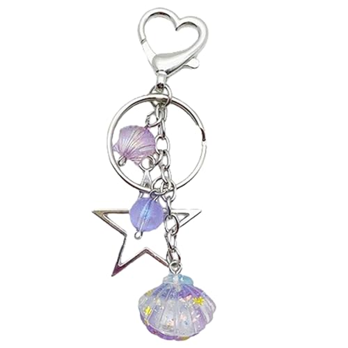 AOOOWER Dazzling Star Keychain with Bead Portable Hangings Stylish Star Keychain for Women Girls Bag Purse Backpack, 10.5cm, Legierung und Harz, Kein Edelstein von AOOOWER