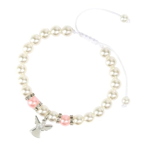 AOOOWER Edelstahl Engel Charm Armband mit Perlen Mädchen Kommunion Andenken, Angel diamonds, Kunstperlen von AOOOWER