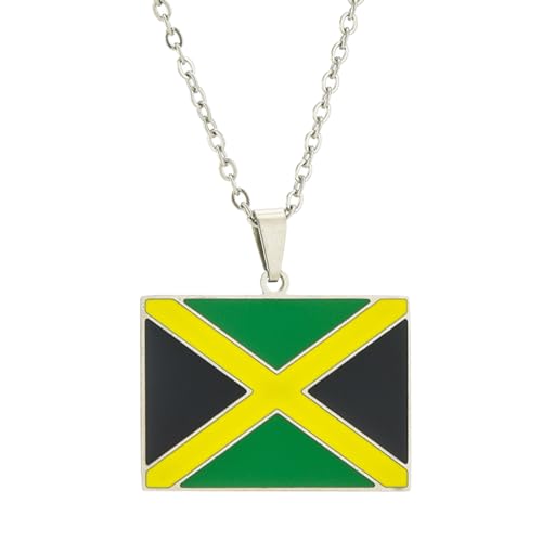 AOOOWER Einzigartige Jamaika-Karte Halskette Edelstahl Jamaika Flagge Anhänger Halskette Hals-Kette Geburtstag für Männer und Frauen, As show, Edelstahl AOOOWER Einzigartige Jamaika-Karte Halskette Edelstahl Jamaika Flagge Anhänger Halskette Hals-Kette Geburtstag für Männer und Frauen, As show, Edelstahl von AOOOWER