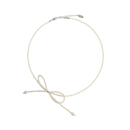 AOOOWER Einzigartige Schleifen-Halskette, Anhänger, Kette, Hochzeit, Party, Schmuck, modischer Halsschmuck, zarte Halskette für die tägliche Party, As show, Kunstperlen AOOOWER Einzigartige Schleifen-Halskette, Anhänger, Kette, Hochzeit, Party, Schmuck, modischer Halsschmuck, zarte Halskette für die tägliche Party, As show, Kunstperlen von AOOOWER