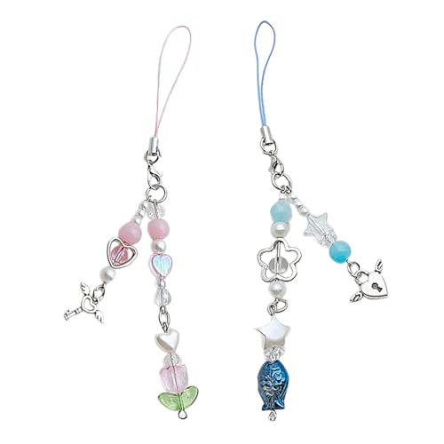 AOOOWER Einzigartiger Fisch-Handyanhänger, Schlüsselanhänger, Handykette, stilvolles Accessoire für Rucksack, Geldbörse, 5.5cm, Acryl, Kein Edelstein von AOOOWER