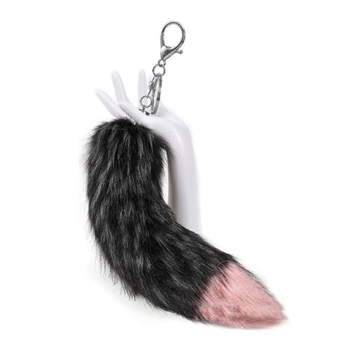 AOOOWER Einzigartiger Füchsschwanz-Anhänger, Accessoire, zarter Schlüsselanhänger, Ornament mit Füchsschwanz für Handtasche, Rucksack, 40 cm, Plüsch, Kein Edelstein von AOOOWER