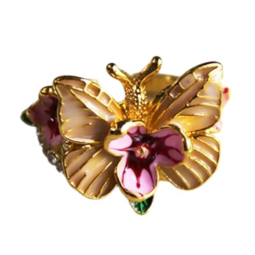 AOOOWER Elegante Blumenringe, Partyzubehör, Schmetterling, Hochzeitsringe, Legierung, Textur, geeignet für den Alltag, 18mm ,, Metall, Kein Edelstein von AOOOWER