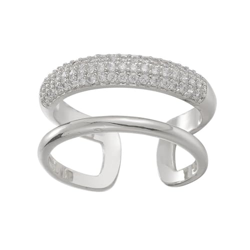 AOOOWER Elegante Doppellagige Ringe mit Zirkonia-Steinen, raffinierte Strasssteine, Eröffnung, Hochzeit, SizeApprox.1.7cm/0.67inch, Kupfer, Kein Edelstein von AOOOWER