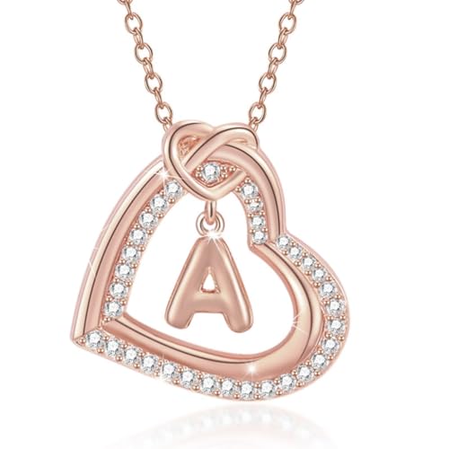 AOOOWER Elegante Herz-Halskette mit Zirkoniasteinen zeigt Ihre einzigartigen Initialen-Designs von AOOOWER