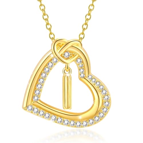 AOOOWER Elegante Herz-Halskette mit Zirkoniasteinen zeigt Ihre einzigartigen Initialen-Designs von AOOOWER