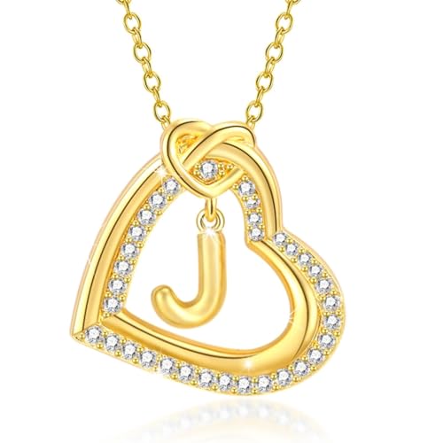 AOOOWER Elegante Herz-Halskette mit Zirkoniasteinen zeigt Ihre einzigartigen Initialen-Designs von AOOOWER