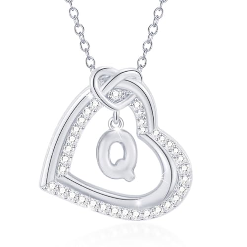 AOOOWER Elegante Herz-Halskette mit Zirkoniasteinen zeigt Ihre einzigartigen Initialen-Designs von AOOOWER