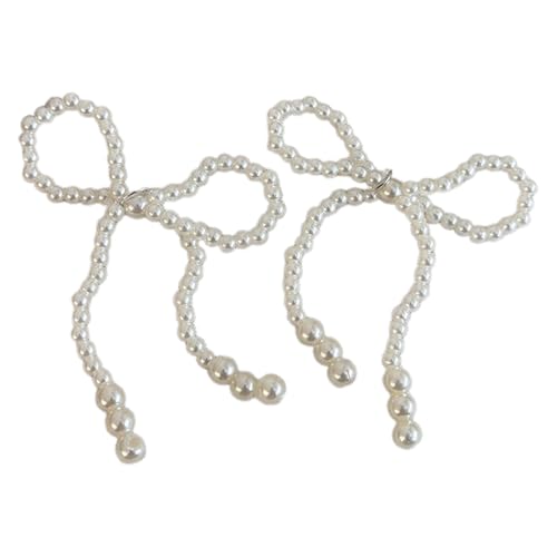 AOOOWER Elegante Perlenschleife Schuhclips Charm Schuhe Dekoration verstellbare Größen Mode-Accessoire für Damen, 6cm*8cm, Kunstperlen, Kein Edelstein von AOOOWER