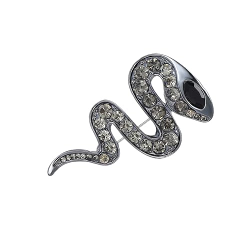 AOOOWER Elegante Schlangenbrosche mit Strasssteinen für modebewusste Menschen, die einzigartig sind, 3.4X4.5CM, Metall, Kein Edelstein von AOOOWER