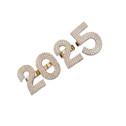 AOOOWER Eleganter 2025 Jahr Ring mit Strass Einstellbare Größe Offener Ring für Partys, Metall von AOOOWER