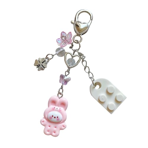 AOOOWER Eleganter Handy-Charm-Schlüsselband, bunt, Obstperlen, stilvoller Schlüsselanhänger, modischer Taschenanhänger für Damen, 7x2.5cm, Harz, Legierung, Kein Edelstein von AOOOWER