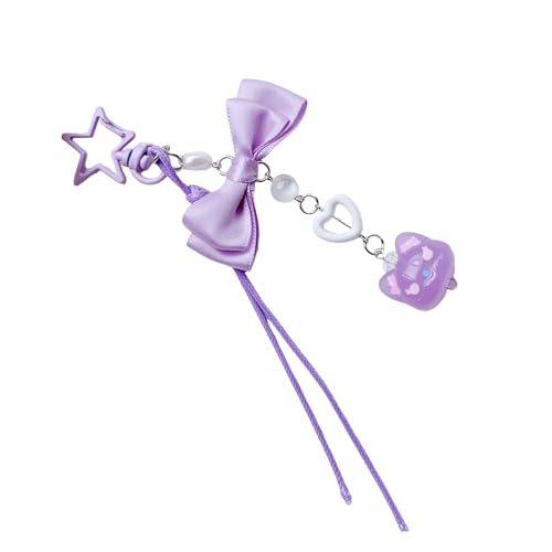 AOOOWER Eleganter Plüsch-Perlen-Charm-Anhänger, modisches Schlüssel-Halter, Accessoire für trendige Damen, stilvoll, 29 cm, Legierung + Kunstperlen + Haarball + Seil, Kein Edelstein von AOOOWER