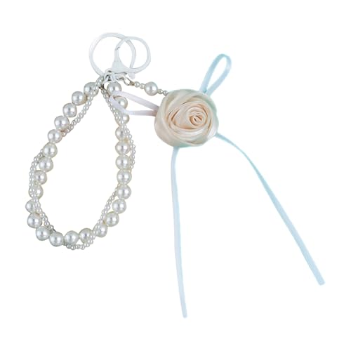 AOOOWER Eleganter Schleifenanhänger mit Rosen-Anhänger, Handy-Dekoration, Taschenanhänger, Schlüsselanhänger, Handwerk für Mode, 15 cm, Imitationsperlen + Band, Kein Edelstein AOOOWER Eleganter Schleifenanhänger mit Rosen-Anhänger, Handy-Dekoration, Taschenanhänger, Schlüsselanhänger, Handwerk für Mode, 15 cm, Imitationsperlen + Band, Kein Edelstein von AOOOWER