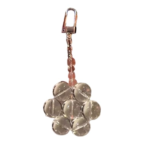 AOOOWER Eleganter Schlüsselanhänger mit Perlen, modischer Blumen-Schlüsselanhänger, eleganter Perlen-Schlüsselanhänger, Zubehörtasche, 10 cm, Acryl, Kein Edelstein von AOOOWER