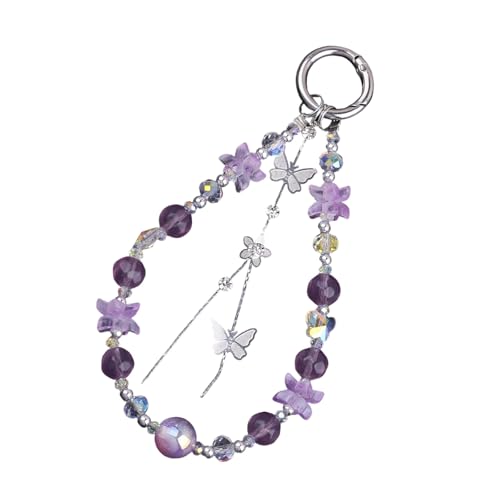 AOOOWER Eleganter Schmetterlings-Blumen-Schlüsselanhänger für Damen, modischer und robuster Schlüsselanhänger für Taschen, 15 cm, Acryl, Kein Edelstein von AOOOWER
