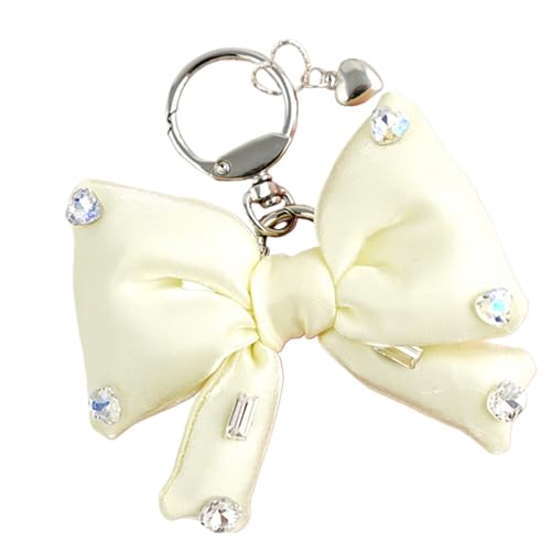 AOOOWER Eleganter Schmetterlings-Schlüsselanhänger mit glitzernden Strass-Details, stabile Legierung, trendig, 11 cm , Stoff + Acryl + Legierung, Kein Edelstein von AOOOWER