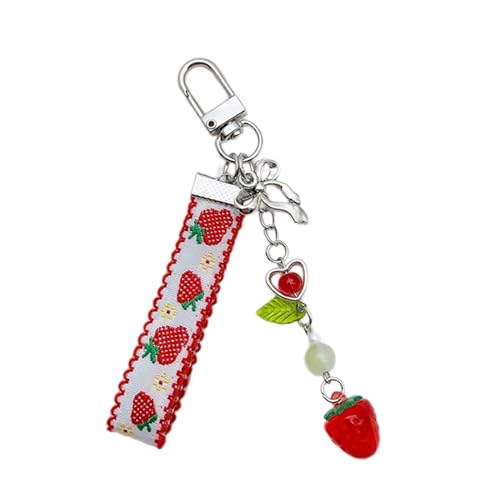 AOOOWER Erdbeer-Schlüsselanhänger, schöne hängende Dekoration, Schlüsselanhänger für Geldbörse, Tasche, Rucksack, 11.3cm, Band + Legierung, Kein Edelstein AOOOWER Erdbeer-Schlüsselanhänger, schöne hängende Dekoration, Schlüsselanhänger für Geldbörse, Tasche, Rucksack, 11.3cm, Band + Legierung, Kein Edelstein von AOOOWER