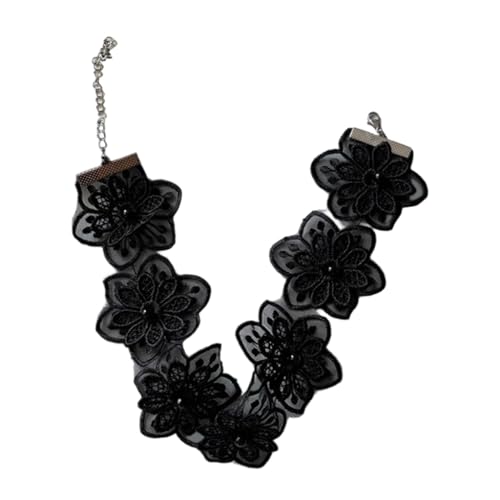 AOOOWER Exquisite Halskette aus Spitze und Perlen, stilvolles Umhängeband für Braut oder formelle Kleidung, Polyestergarn von AOOOWER