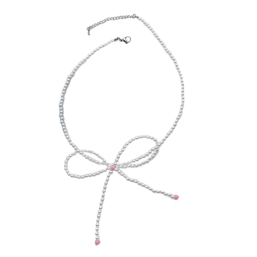 AOOOWER Exquisite Schlüsselbeinkette, handgefertigte Perlen-Halskette, trendiger modischer Halsschmuck, Schlüsselbeinkette, Accessoire für Damen von AOOOWER