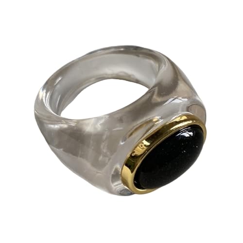 AOOOWER Geometrische Harzringe, transparent/bernsteinfarben, einfache Textur, wasserdichter Schmuck für Damen, 20mm0.8cm, Harz, Kein Edelstein von AOOOWER