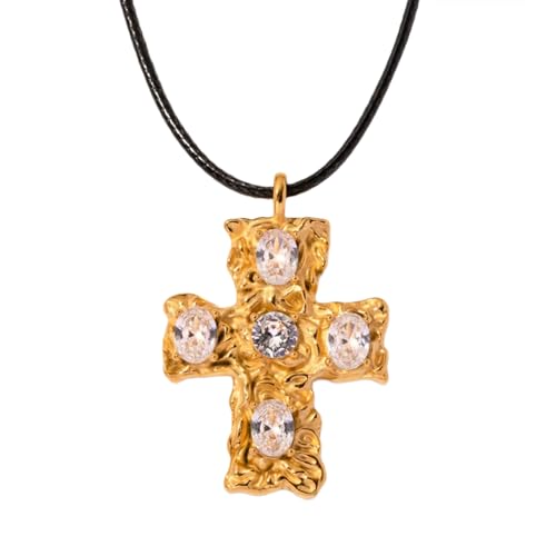 AOOOWER Halskette mit Kruzifix-Anhänger, Nieten, Schlüsselbeinkette, handgefertigt, Choker für Kinder, verstellbarer Schmuck, As show, Seil aus Metalllegierung AOOOWER Halskette mit Kruzifix-Anhänger, Nieten, Schlüsselbeinkette, handgefertigt, Choker für Kinder, verstellbarer Schmuck, As show, Seil aus Metalllegierung von AOOOWER