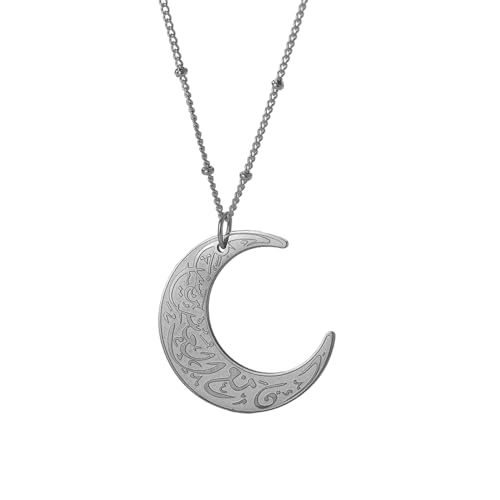 AOOOWER Halskette mit Mond-Anhänger, muslimischer Schmuck für Damen und Herren, Ayatul-Kursi-Halsketten, Edelstahl-Halskette AOOOWER Halskette mit Mond-Anhänger, muslimischer Schmuck für Damen und Herren, Ayatul-Kursi-Halsketten, Edelstahl-Halskette von AOOOWER