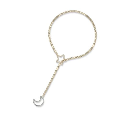 AOOOWER Handgefertigte Punk-Rock-Ring-Kette mit Stern-Mond-Designs von AOOOWER