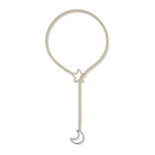 AOOOWER Handgefertigte Punk-Rock-Ring-Kette mit Stern-Mond-Designs von AOOOWER