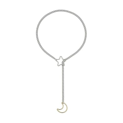 AOOOWER Handgefertigte Punk-Rock-Ring-Kette mit Stern-Mond-Designs von AOOOWER