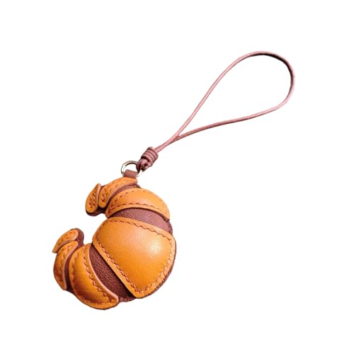 AOOOWER Handgefertigter Schlüsselanhänger aus Leder in Croissants-Form für Mode-Enthusiasten, einzigartiger Rucksack, 7,5 cm, Echtes Leder, Kein Edelstein von AOOOWER