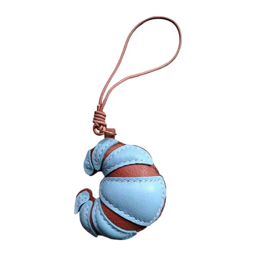 AOOOWER Handgefertigter Schlüsselanhänger aus Leder in Croissants-Form für Mode-Enthusiasten, einzigartiger Rucksack, 7,5 cm, Echtes Leder, Kein Edelstein von AOOOWER