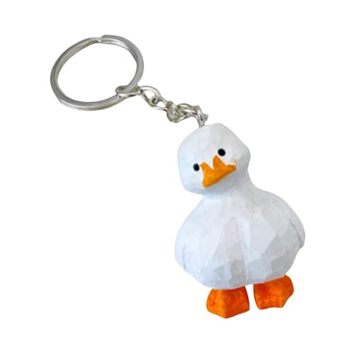 AOOOWER Handgefertigter Schlüsselanhänger aus stabilem Holz, Enten-Schlüsselanhänger, Tier-Schlüsselanhänger für Naturliebhaber, den täglichen Gebrauch, Freizeitkleidung, stilvoll, 4 cm, Holz, Kein von AOOOWER