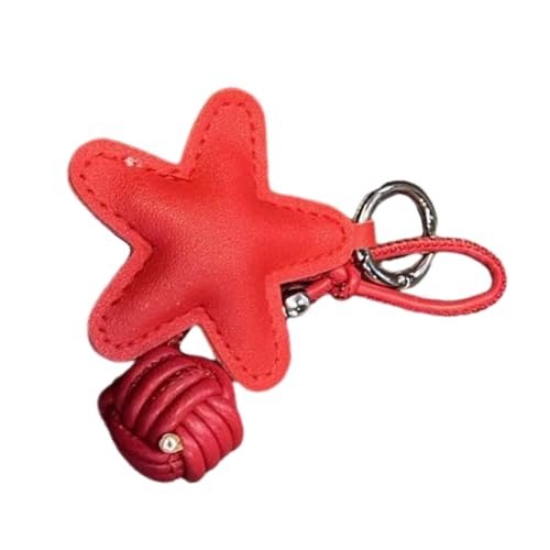 AOOOWER Handgefertigter Schlüsselanhänger in Sternform, Zubehör zum Aufhängen, stilvolles Kunstleder-Design, Schlüsselanhänger für Taschen, 10 cm, Kunstleder, Kein Edelstein von AOOOWER