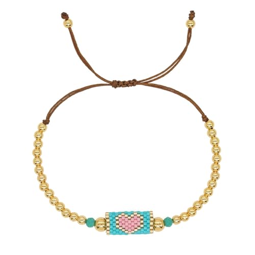 AOOOWER Handgefertigtes Armband-Accessoire mit Kristallperlen und goldfarbenen Kupferperlen, verstellbar, 28 cm, Liuli, Kein Edelstein von AOOOWER