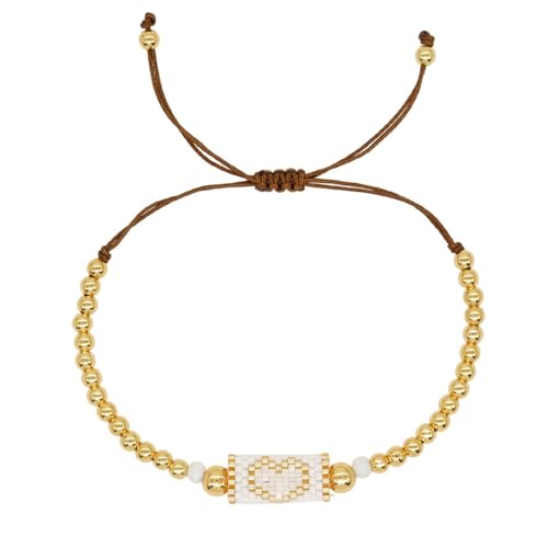 AOOOWER Handgefertigtes Armband-Accessoire mit Kristallperlen und goldfarbenen Kupferperlen, verstellbar, 28 cm, Liuli, Kein Edelstein von AOOOWER