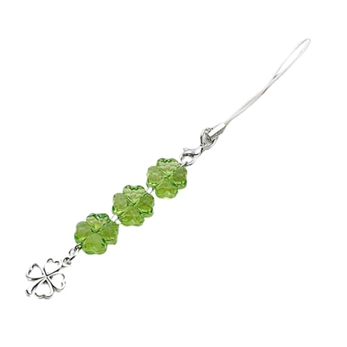 AOOOWER Handyanhänger mit bunten Acrylperlen, vierblättriges Kleeblatt/Tulpenanhänger, vielseitiger Anhänger für Handys, 13 cm, Acryl, Kein Edelstein von AOOOWER