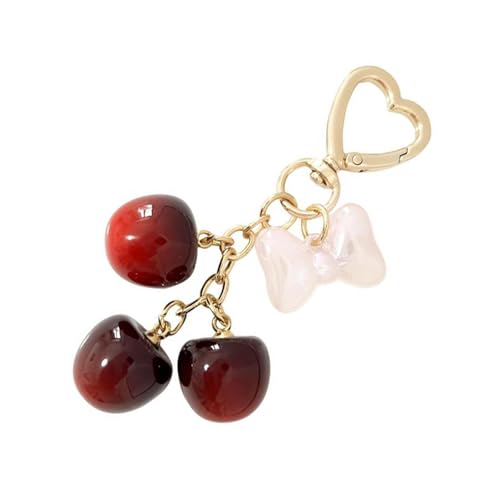 AOOOWER Kirschen Bowknot Schlüsselanhänger Geldbörse Charm Trendy Kirschen Schlüsselanhänger Tasche Charm Accessoire zur Verbesserung der Damenmode, 9 cm, Metalllegierung, Kein Edelstein von AOOOWER