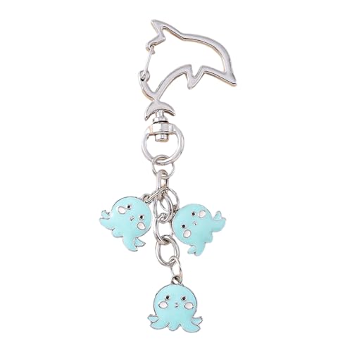 AOOOWER Kreativer Ozeanik-Tier-Schlüsselanhänger mit Oktopuss- und Fisch-Designs, symbolisiert Glück und Wohlstand für alle, Size 9.2cm/3.62inch, 9cm/3.54inch, Metalllegierung, Kein Edelstein von AOOOWER