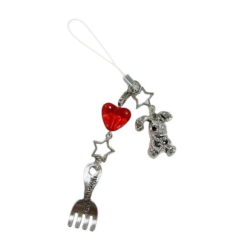 AOOOWER Kreativer Schlüsselanhänger mit Tomaten-/Gabel-/Löffelanhänger, bunt, Harz-Perlen, vielseitiges Geldbörsen-Zubehör von AOOOWER