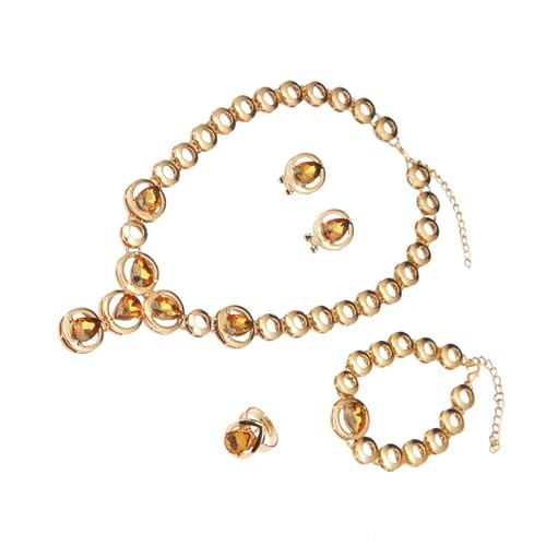 AOOOWER Kristall-Brautschmuck-Set, glitzernde Kristall-Halskette und Ring, Perlenarmband, Künstlicher Kristall von AOOOWER