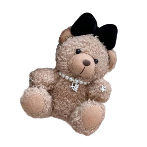 AOOOWER Lovely Bowknot Plush Bear Keychain Charm Plush Bear with Bowknot Keychain Gentle Pendant Charm for Key, 12 cm, Plüsch, Kein Edelstein von AOOOWER