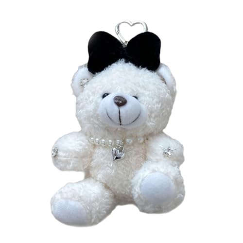 AOOOWER Lovely Bowknot Plush Bear Keychain Charm Plush Bear with Bowknot Keychain Gentle Pendant Charm for Key, 16 cm, Plüsch, Kein Edelstein von AOOOWER