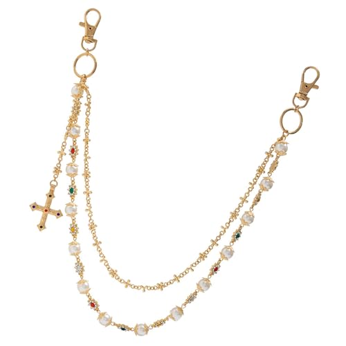 AOOOWER Moderne Hosenkette Imitation Perlen Kette Gürtel mit Anhänger geeignet für einen Hauch von Eleganz zu Ihrem, 47cm, Metalllegierung, Kein Edelstein AOOOWER Moderne Hosenkette Imitation Perlen Kette Gürtel mit Anhänger geeignet für einen Hauch von Eleganz zu Ihrem, 47cm, Metalllegierung, Kein Edelstein von AOOOWER