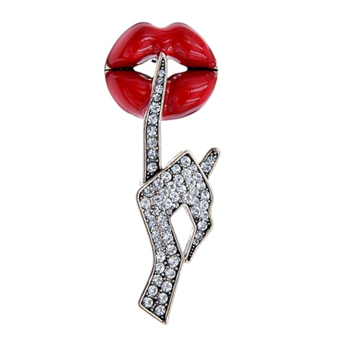 AOOOWER Modische Anstecknadel mit raffinierten Lippen, mit tropfendem Öl-Design, kontrastierendes Accessoire für Partyzubehör, Size 2.2x4.8cm/0.87x1.89inch, Metall, Kein Edelstein von AOOOWER