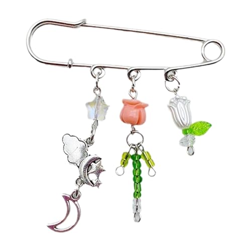 AOOOWER Modische Brosche mit Stern-Anhänger für Frauen und Mädchen, stilvolle Rosenblume, Anstecknadel, Tasche, Handtasche, Ornament, Kleidung, 7cm, Metalllegierung, Acryl, Kein Edelstein AOOOWER Modische Brosche mit Stern-Anhänger für Frauen und Mädchen, stilvolle Rosenblume, Anstecknadel, Tasche, Handtasche, Ornament, Kleidung, 7cm, Metalllegierung, Acryl, Kein Edelstein von AOOOWER